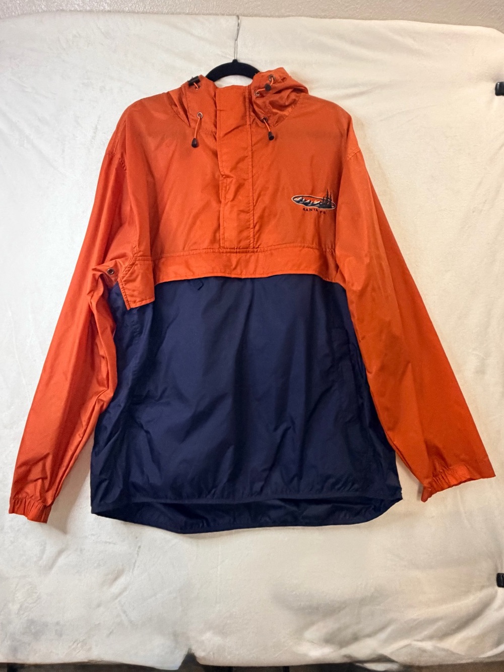 Orange and Navy Pullover Windbreaker Jacket